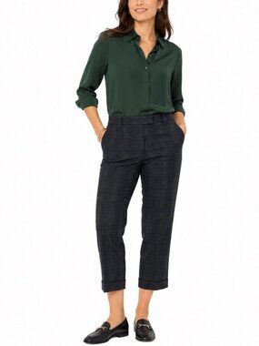J Crew Pants Womens 4 Navy Green Glen Plaid Cafe Capri Heritage Academia Career